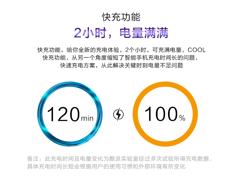 快充功能 2小时电量满满